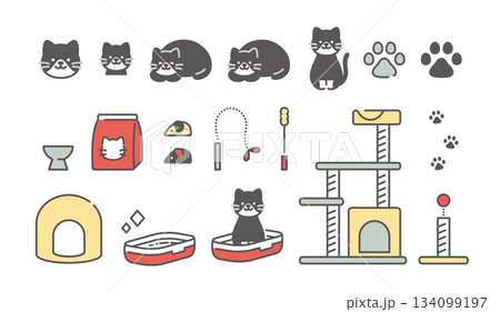 かわいい猫の暮らしアイコンセット かわいい猫の暮らしアイコンセット 134099197