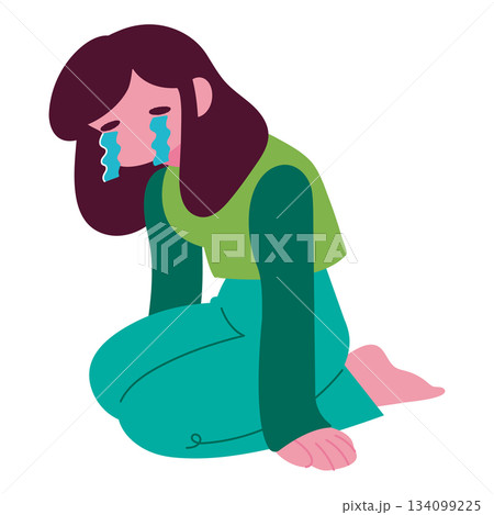 項垂れて泣いている女性のイラスト 項垂れて泣いている女性のイラスト 134099225