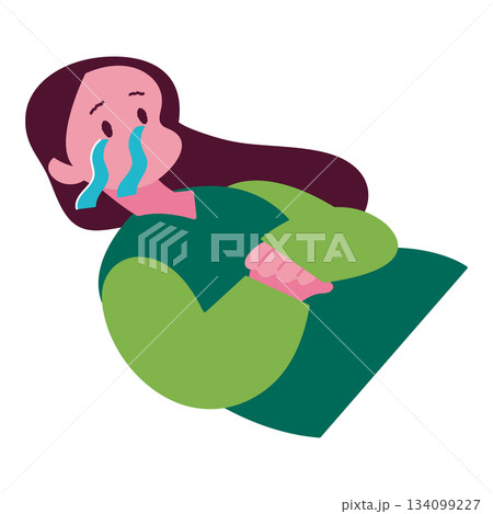 何故か涙が止まらない女性のイラスト 何故か涙が止まらない女性のイラスト 134099227