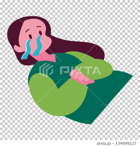 何故か涙が止まらない女性のイラスト 何故か涙が止まらない女性のイラスト 134099227