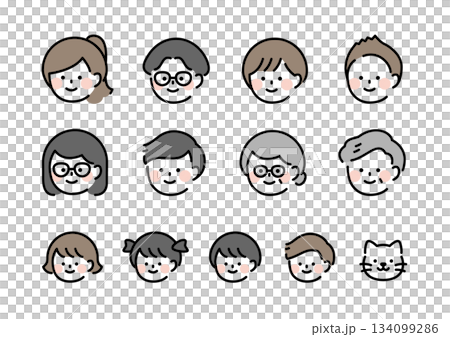 不同年齡的臉部圖標 134099286