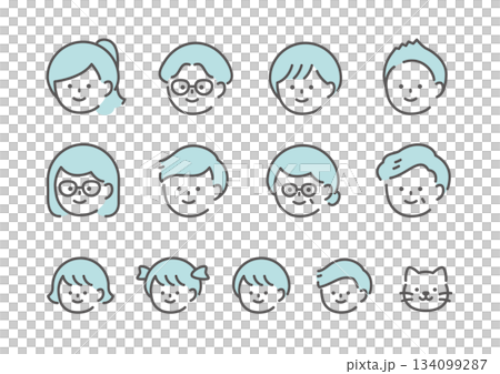 Face icons of various ages 134099287
