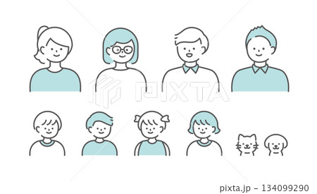 夫婦親子アイコンセット 134099290
