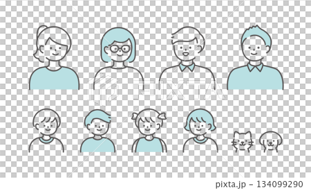 情侶父母與孩子圖示集 134099290