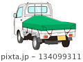 荷台カバーを付けた白い軽トラックのベクター素材イラスト 134099311