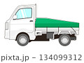 荷台カバーを付けた白い軽トラックのベクター素材イラスト 134099312