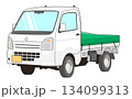 荷台カバーを付けた白い軽トラックのベクター素材イラスト 134099313