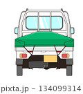 荷台カバーを付けた白い軽トラックのベクター素材イラスト 134099314