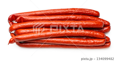 smoked sausages close-up smoked sausages close-up 134099482