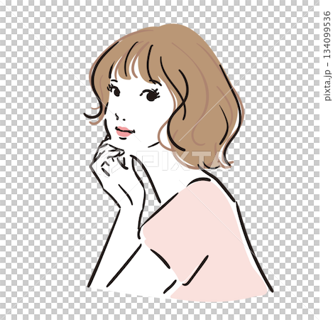 Cute woman with medium hair upper body Cute woman with medium hair upper body 134099536