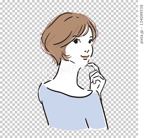 Cute woman with short hair, upper body 134099538