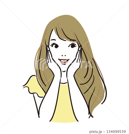 ロングヘアの可愛い女性上半身笑顔 ロングヘアの可愛い女性上半身笑顔 134099539