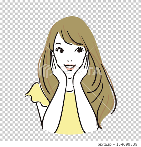 Cute woman with long hair, upper body, smiling 134099539