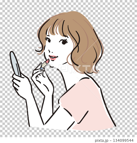 長髮、上半身化妝的可愛女子 134099544