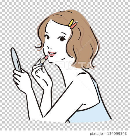 Cute woman with medium hair, upper body makeup Cute woman with medium hair, upper body makeup 134099548