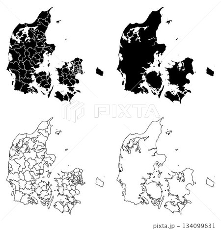 Denmark Outline and Solid Fill Map Set. Denmark Outline and Solid Fill Map Set. 134099631