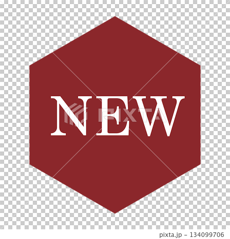 「NEW」標誌，六邊形，透明背景 134099706