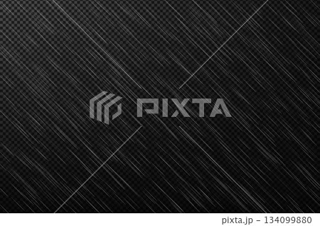 Realistic falling rain effect on a transparent black background. 134099880