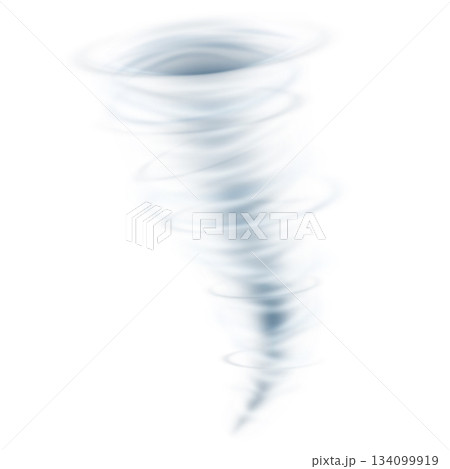 Realistic tornado storm, hurricane wind vortex, vector 3D cyclone swirl storm, whirlwind air twister funnel Realistic tornado storm, hurricane wind vortex, vector 3D cyclone swirl storm, whirlwind air twister funnel 134099919