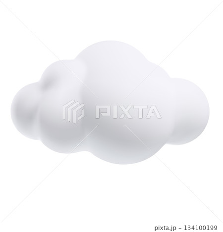 White cloud 3D plastic style vector icon, cartoon weather forecast cloudy symbol, realistic volume meteorology design White cloud 3D plastic style vector icon, cartoon weather forecast cloudy symbol, realistic volume meteorology design 134100199
