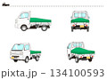 荷台カバーを付けた白い軽トラックのベクター素材イラストセット 134100593