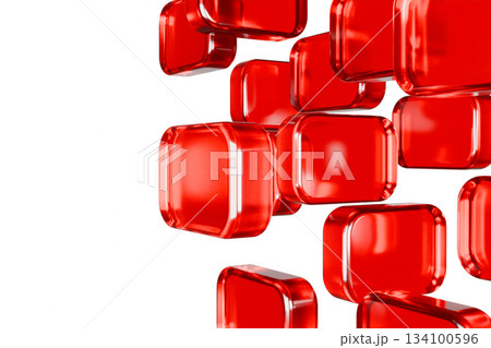 Abstract 3D background of shiny red cubes, dramatic lighting, and energy 134100596