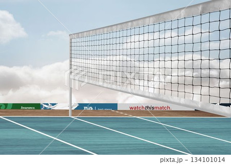 Digitally generated image of badminton stadium 134101014