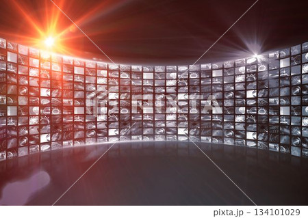 Image of illuminated gray digital screens Image of illuminated gray digital screens 134101029
