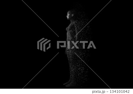 3D composite illustration of pixelated woman 134101042