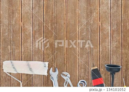 DIY tools on wooden background DIY tools on wooden background 134101052