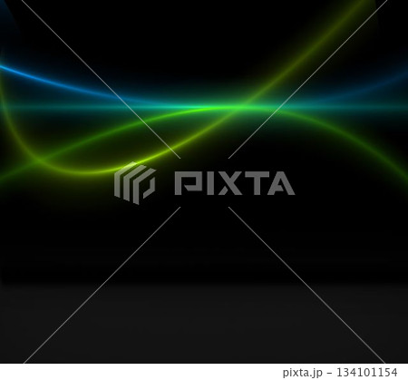 Green and blue glowing waves on black Green and blue glowing waves on black 134101154