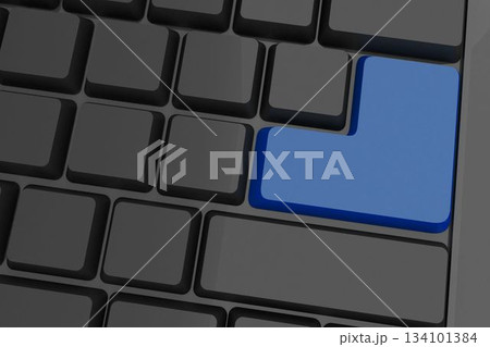 Black keyboard with blue key Black keyboard with blue key 134101384