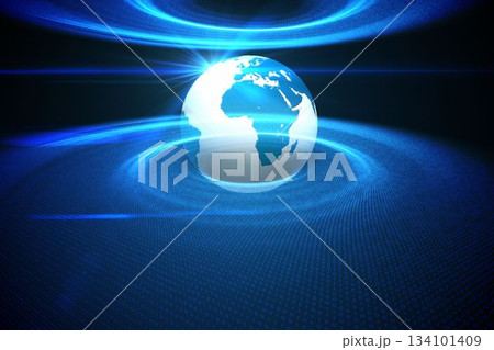 Digitally generated earth with blue light Digitally generated earth with blue light 134101409