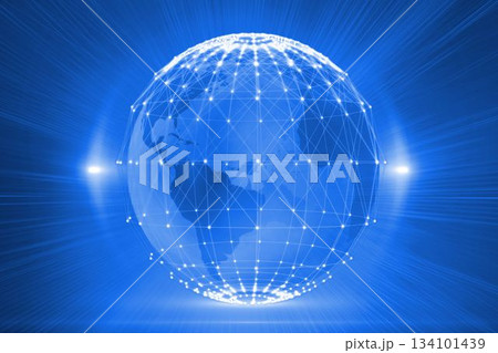 Digitally generated futuristic glowing globe 134101439