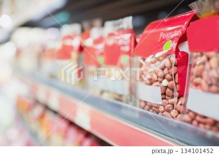Peanut packets at supermarket Peanut packets at supermarket 134101452