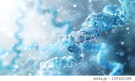 DNA二重らせんと分子構造の抽象医療背景：バイオテクノロジー・科学研究コンセプト 134102100