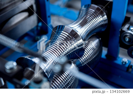 Metal sheet forming machine at the modern metalwork factory. 134102669