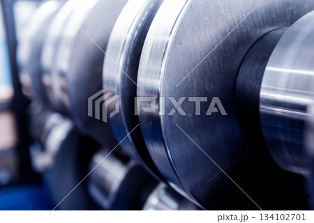 Metal sheet forming machine at the modern metalwork factory. 134102701