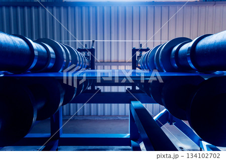 Metal sheet forming machine at the modern metalwork factory. Metal sheet forming machine at the modern metalwork factory. 134102702