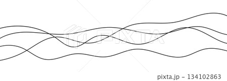 Wavy Thread Design Tangled abstract thread lines, minimalist wavy...のイラスト素材 [134102863 ...