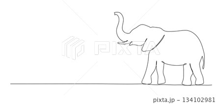 Elephant continuous line illustration. Hand drawn doodle vector sketch isolated on white Elephant continuous line illustration. Hand drawn doodle vector sketch isolated on white 134102981