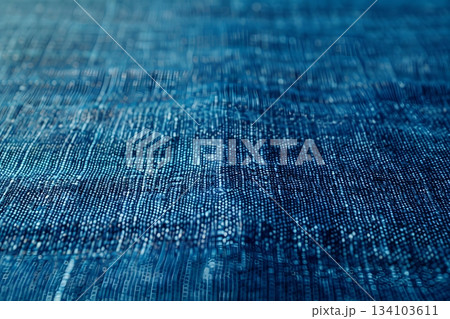 日本の藍染テクスチャ・深い藍色の和柄グラデーション（高精細マクロ） 134103611