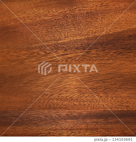 アカシアの茶褐色の木目のある板材の表面の正方形の背景画像 134103691