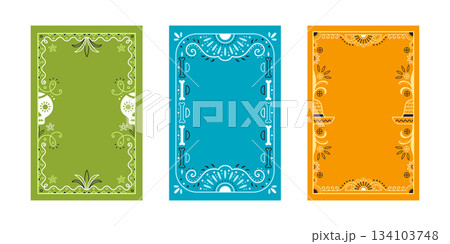 Color posters set with Mexican pattern frame Color posters set with Mexican pattern frame 134103748