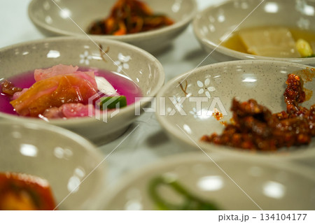 Korean kimchi cabbage, beet sauerkraut. Probiotics food concept. Korean kimchi cabbage, beet sauerkraut. Probiotics food concept. 134104177