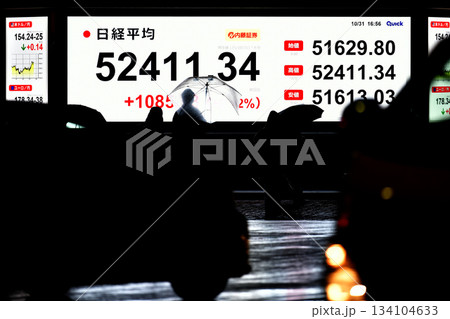 日本の東京都市景観初5万2000円突破・5万2411円34銭株価/終値。TOPIXも最高値更新 134104633