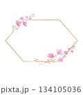 frame with Cherry blossom, sakura, branch with pink flowers, watercolor illustration. 134105036
