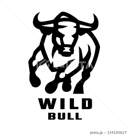 Silhouette of an aggressive bull. Silhouette of an aggressive bull. 134105627