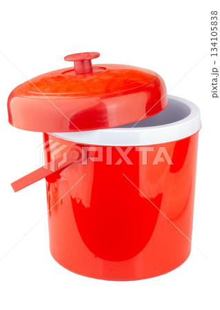 ice bucket plastic color red top view ice bucket plastic color red top view 134105838