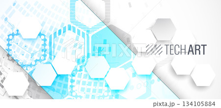 Abstract communication technology design background with highlighted blue sector. Abstract communication technology design background with highlighted blue sector. 134105884